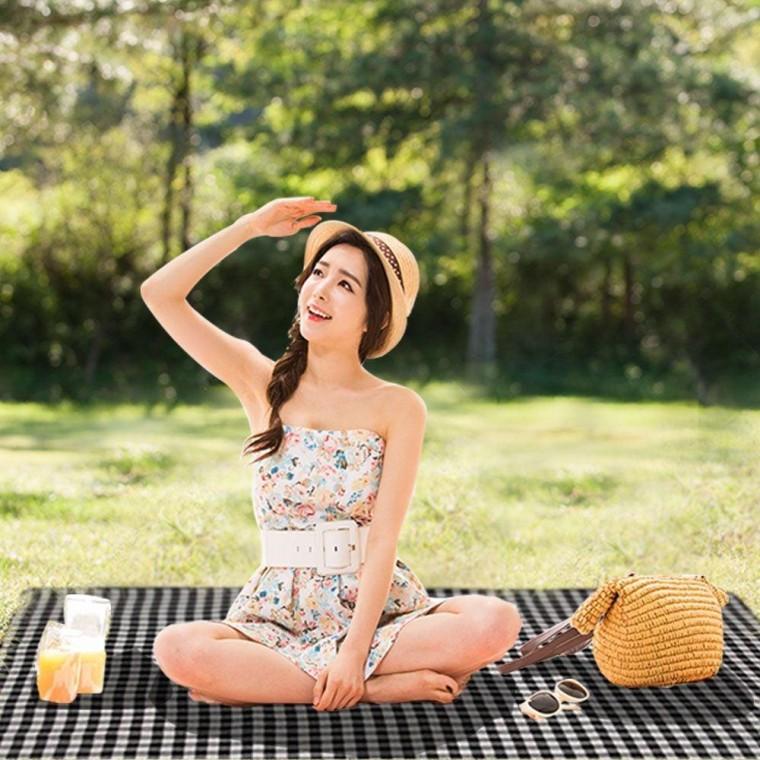 방수 피크닉 매트 소풍 돗자리 캠핑 한강 야외 텐트 여행용 접이식 패브릭 체크 소품