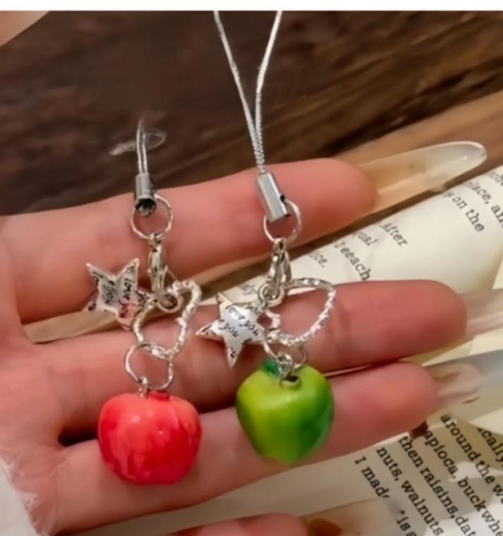 사과 키링 키홀더 휴대폰 스트랩 연결고리 비즈 키링 가방고리 열쇠고리