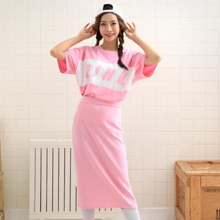 PINK by SECRET롱스커트 포인트도그자수 홈웨어 일상복 운동복 필라테스 요가 헬스 트레이닝팬츠 일상복