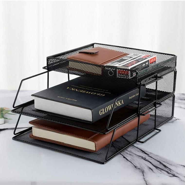 3단 철제 책상 정리함 정리대 오픈형 데스크 문서함