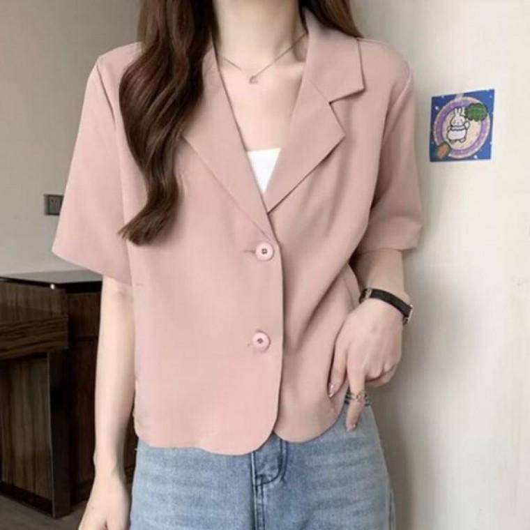 여름 반팔 짧은 단정한 크롭 봄 자켓