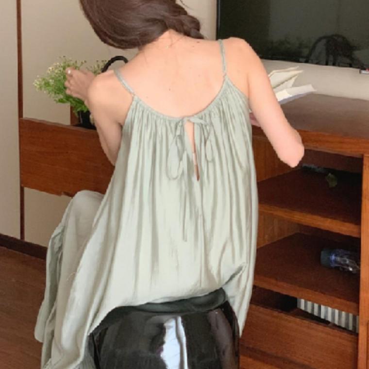 여름 나시 롱원피스 뷔스티에 민소매 셔링 휴양지 원피스