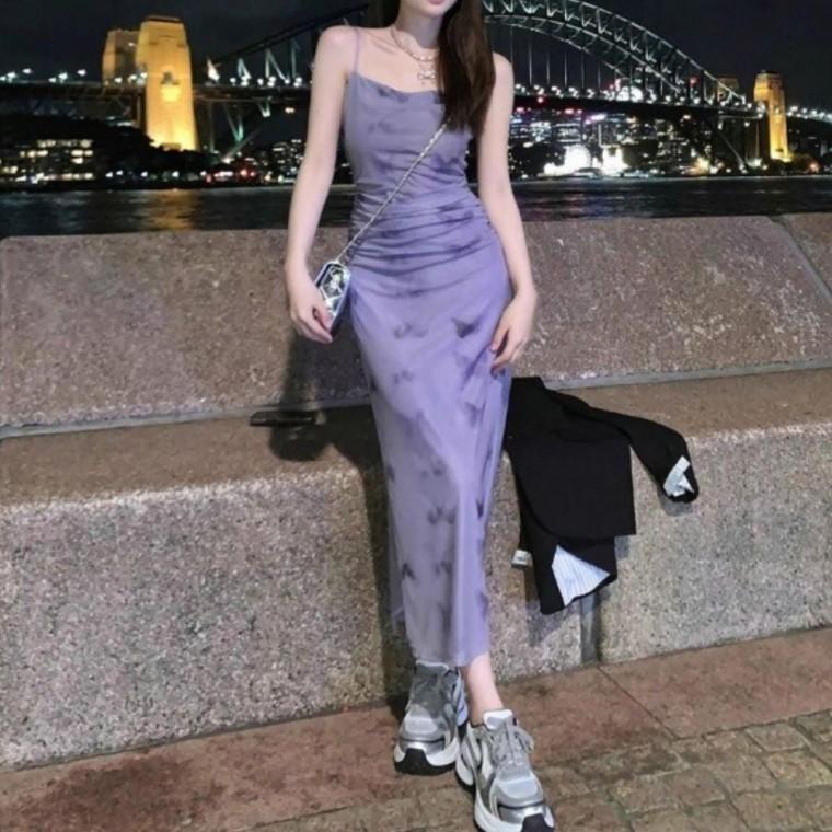 2타입 숏/ 롱 버터플라이 여름 로맨틱 끈나시 원피스