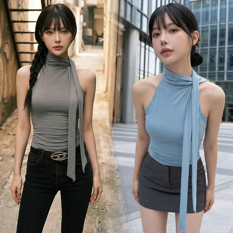 노블타이홀터티 나시티셔츠 민소매 섹시 슬림 여름
