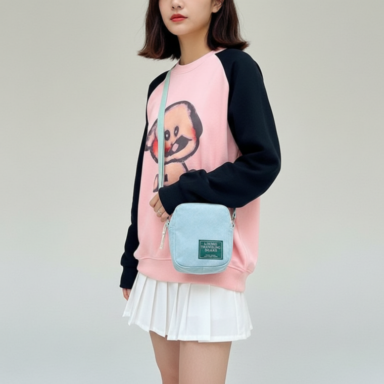 골덴 미니 크로스백 여성 데일리 숄더백 핸드폰 가방 코듀로이 파우치