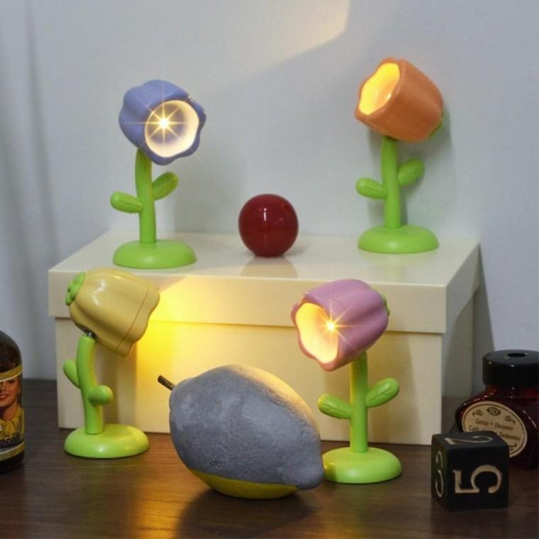 귀여운 미니 꽃봉오리 장식품 스탠드 조명 무드등