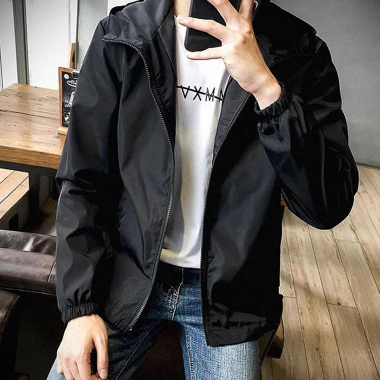 남녀공용 간절기 무지 후드 바람막이 윈드브레이커 자켓