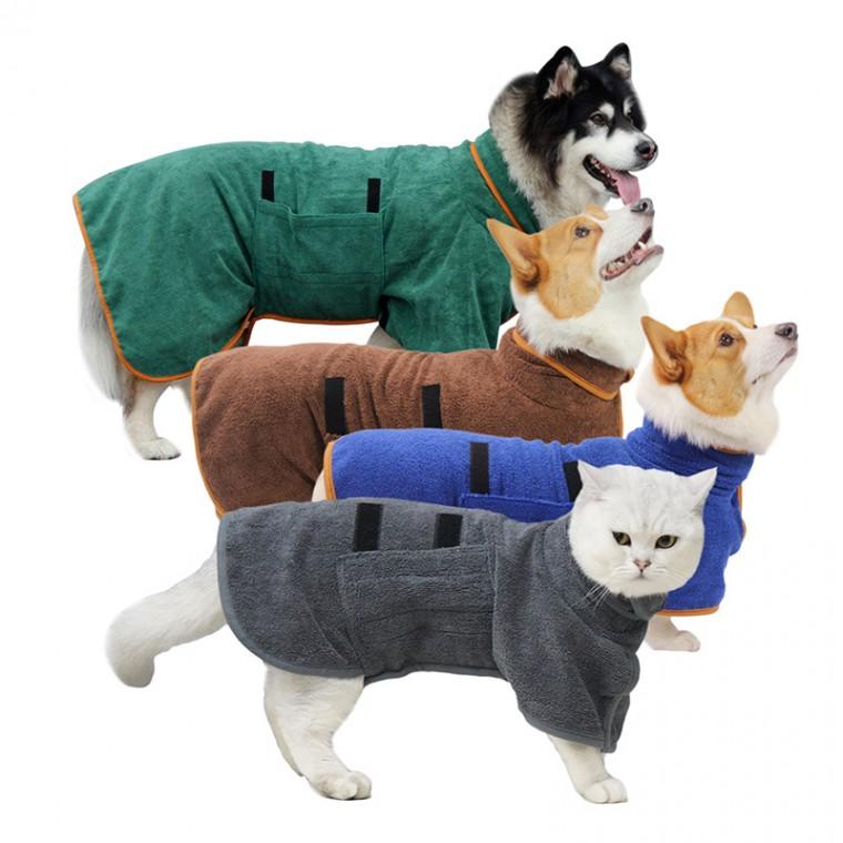 강아지 고양이 샤워 가운 XL 그레이 YP6