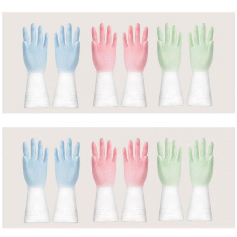 사이즈 3컬러 M/L 고무장갑 M사이즈장갑 6켤레세트 설거지 화장실