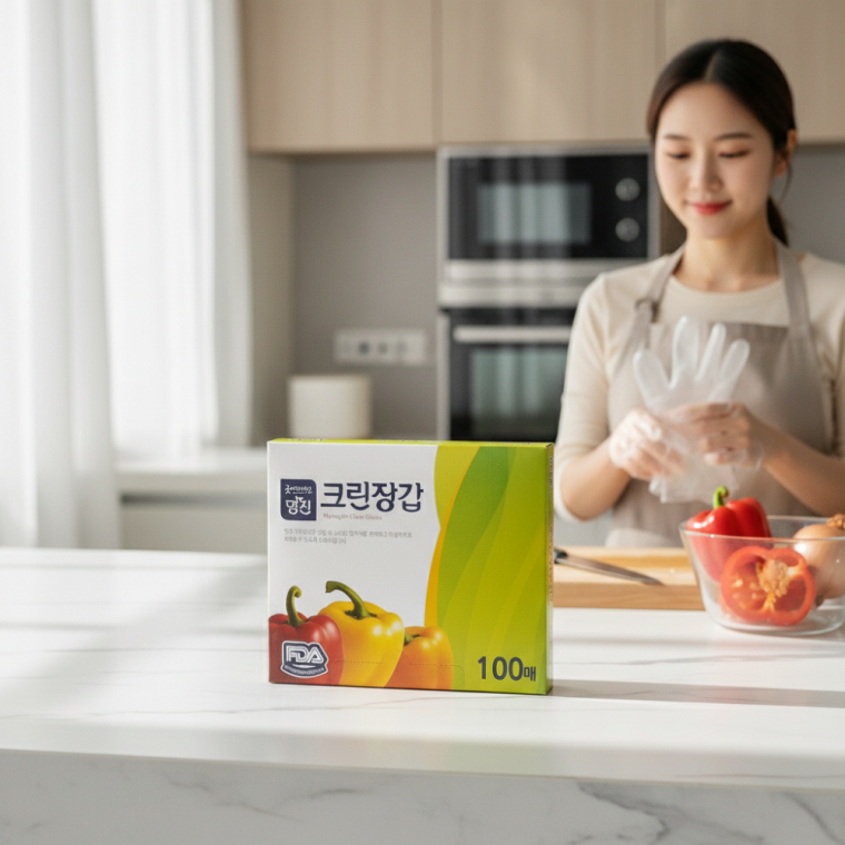 식품용 위생장갑 100매 주방 조리용 일회용 비닐장갑 엠보싱 처리