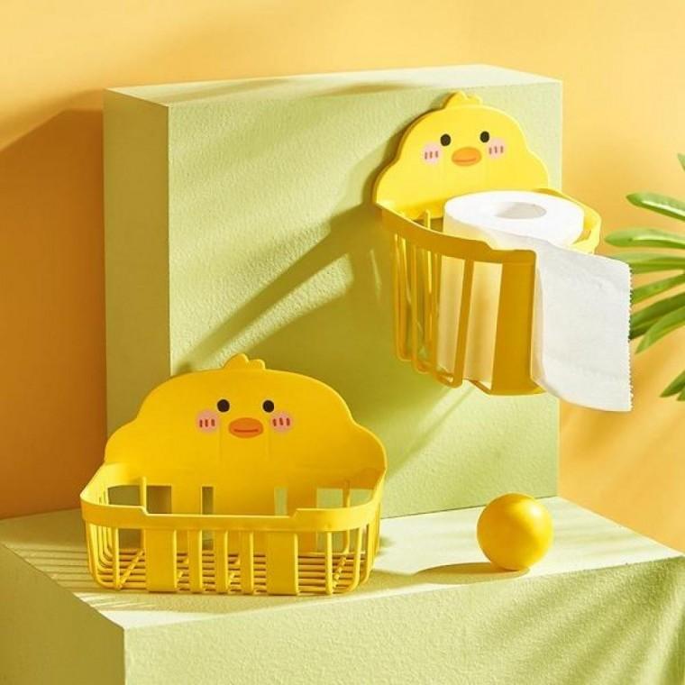 오리 화장실 롤케이스 벽걸이 무타공 선반