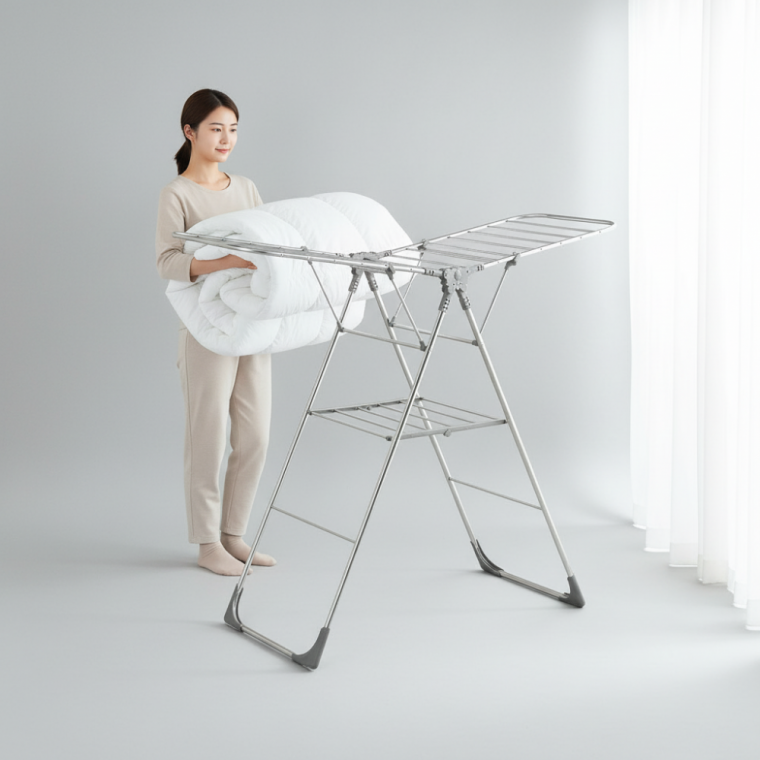 튼튼한 스텐 특대형 이불 빨래건조대 접이식 베란다 실내 건조대
