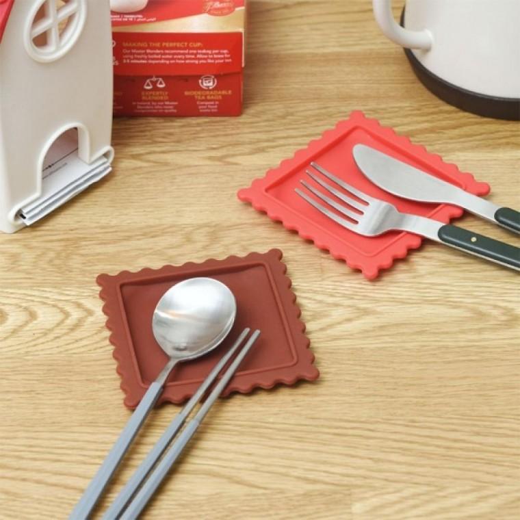 비스킷 파이 모양 주방 국자 실리콘 국자받침 거치대