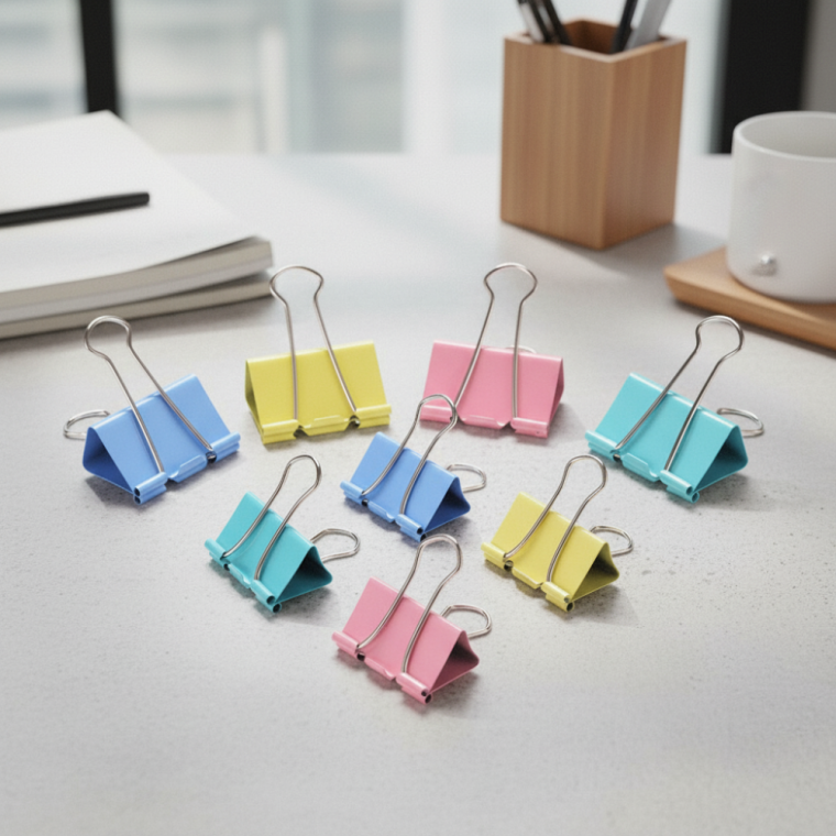파스텔 서류집게 15mm 60개 사무용 철제 바인더 클립 정리용품