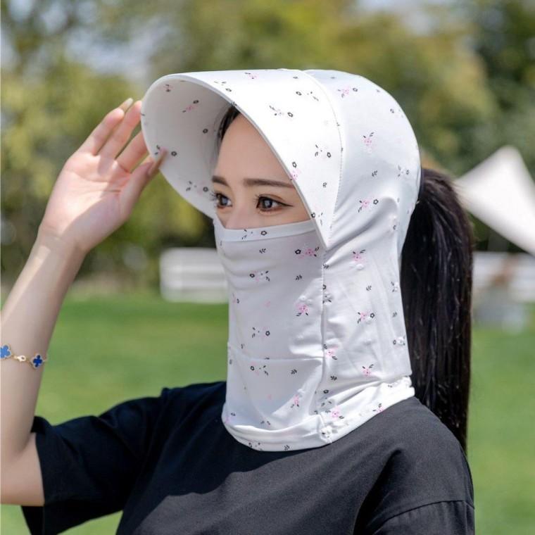 얼굴 햇빛 가리개 여성 골프 마스크 플라워 화이트