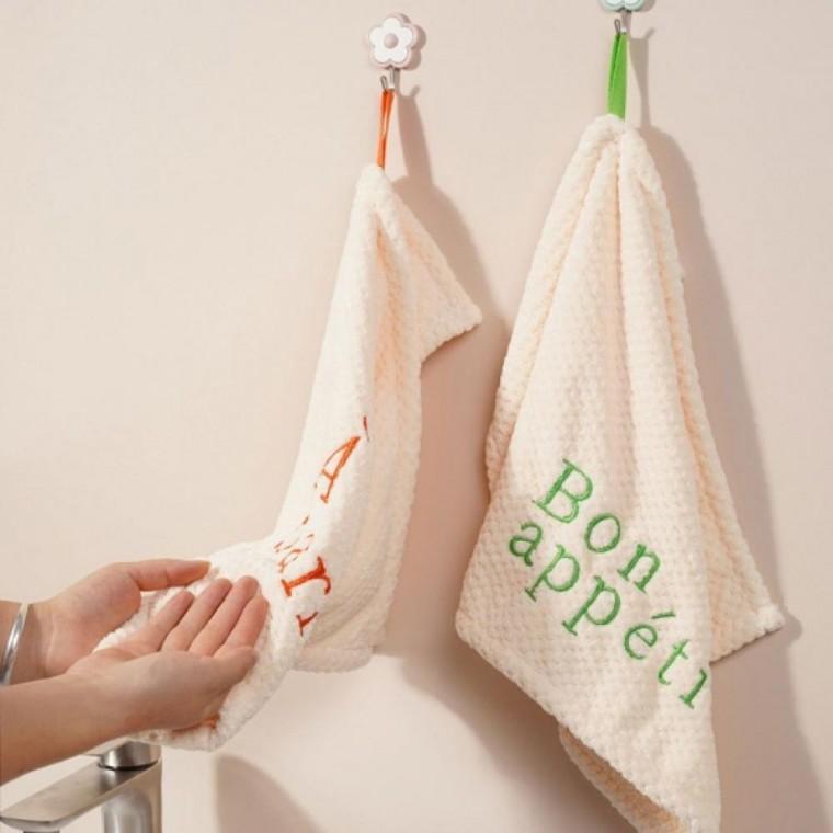 프랑스어 레터링 핸드타올 고리수건 주방수건 (4컬러)
