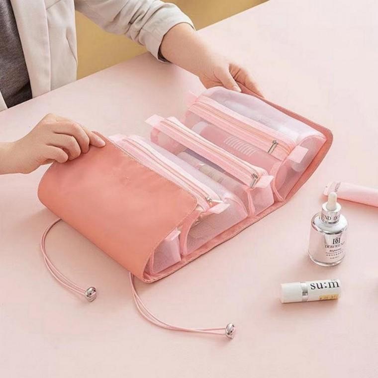 여행용 탈부착 메쉬포켓 메이크업 화장품 파우치 롤링 가방