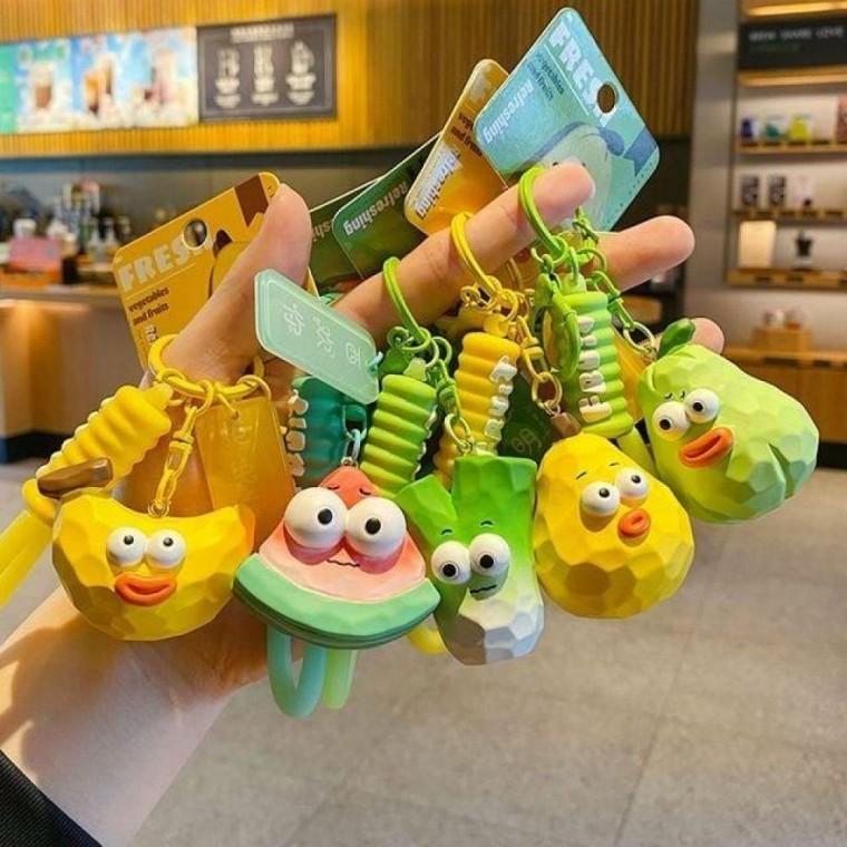 귀여운 캐릭터 키링 가방 과일 야채 키홀더 열쇠고리