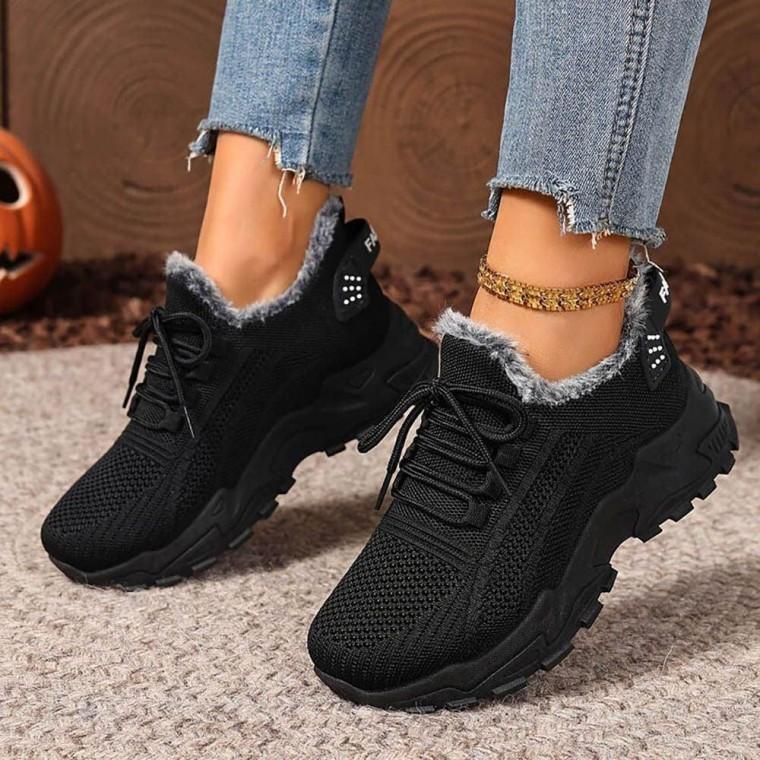 여성 겨울 외출 슈즈 털 안감 보온성 방한 런닝화 스니커즈