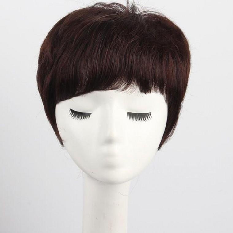 여성 숏컷 통가발 전체가발 2컬러 자연 스러운 인모 스타일 패션 단발 숏가발 짧은