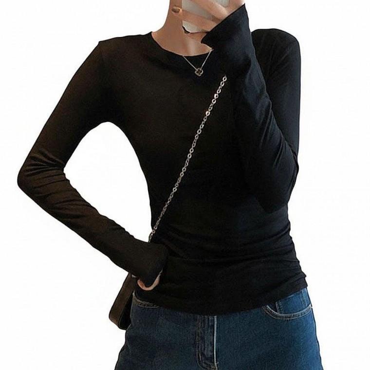 여성 데일리 슬림핏 오버핸드 긴팔 티셔츠