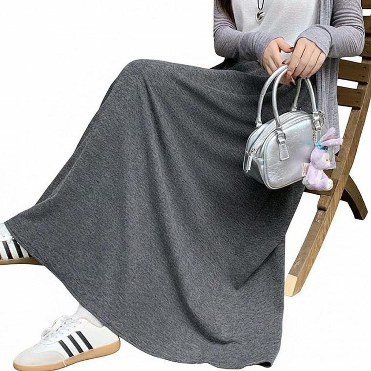 여성 A라인 밴딩 롱스커트 데일리룩 긴치마