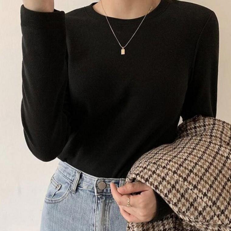 여성 부드럽고 도톰 이너 데일리 긴팔 소프트터치 베이직 라운드넥 티셔츠