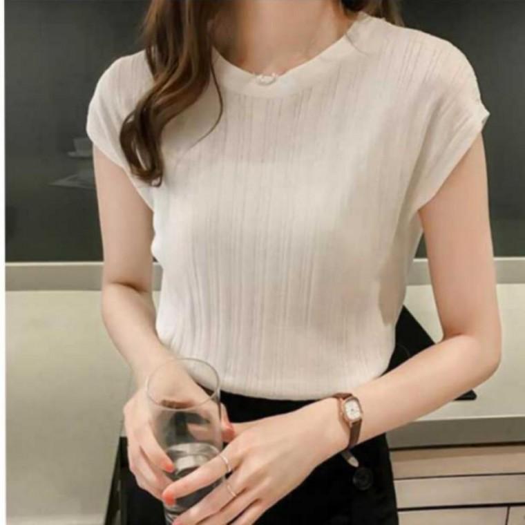 여성 레이어드 시스루 출근룩 이너 슬리브리스 티셔츠