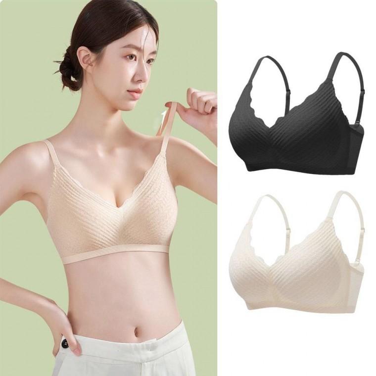 여성 뽕브라 편한 속옷 가슴 볼륨 와이어리스 노와이어브라 모아주는 레이스 풀컵 볼륨업