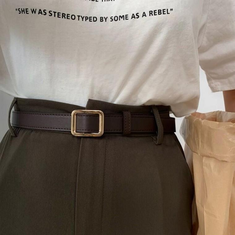 캐주얼 여성 가죽 벨트 청바지 정장 사각 버클 벨트 허리띠