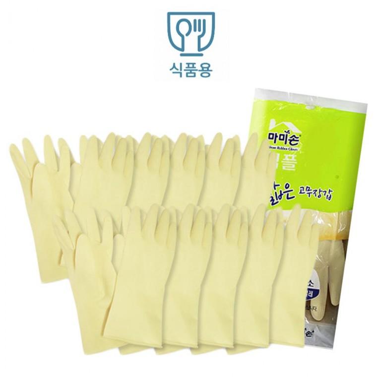 마미손 심플 조리 주방 고무장갑 식품용 미색 10쌍