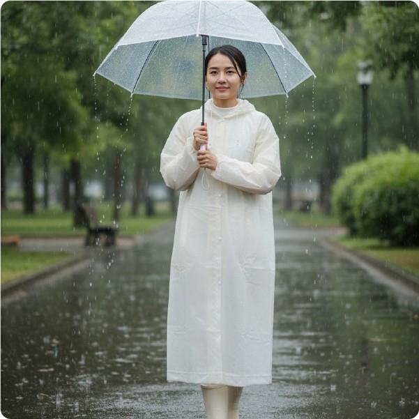[지앤지]남녀공용 방수 레인코트 롱기장 후드형 우비 데일리 아웃도어 코트