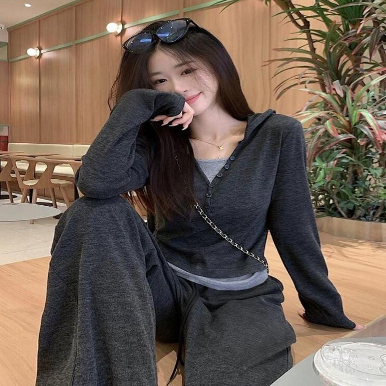 2컬러 캐주얼 꾸안꾸 후디 봄 가을 트레이닝 세트