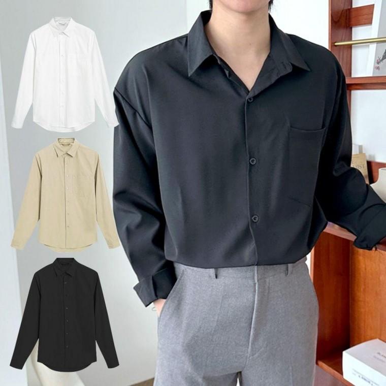 남자 긴팔 셔츠 사계절 베이직 정장 캐주얼 무지 남방 와이셔츠 남성 남자와이 가을 카라