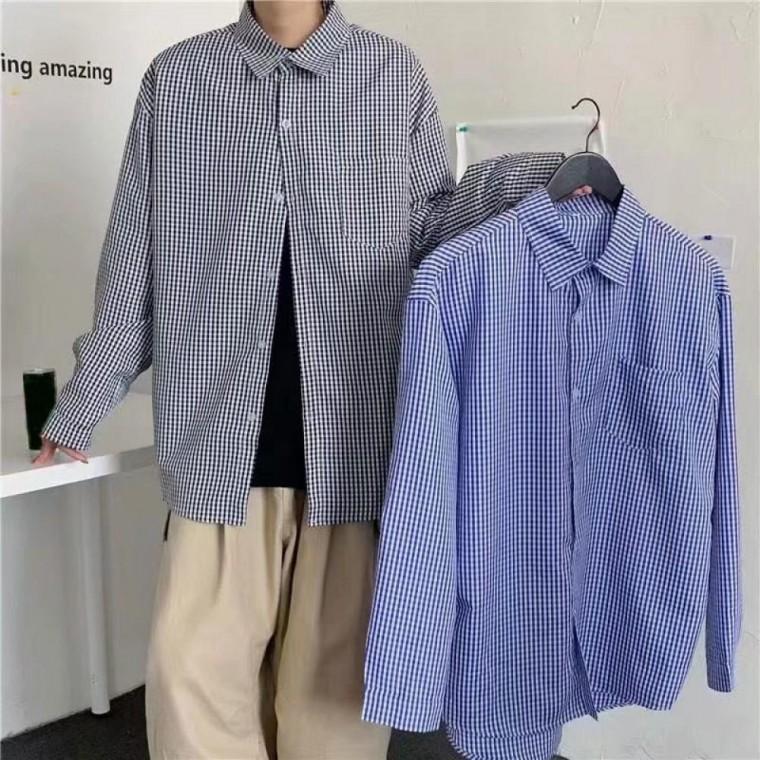 오버핏 데일리 소개팅 깔끔한 남자 체크 클래식 셔츠