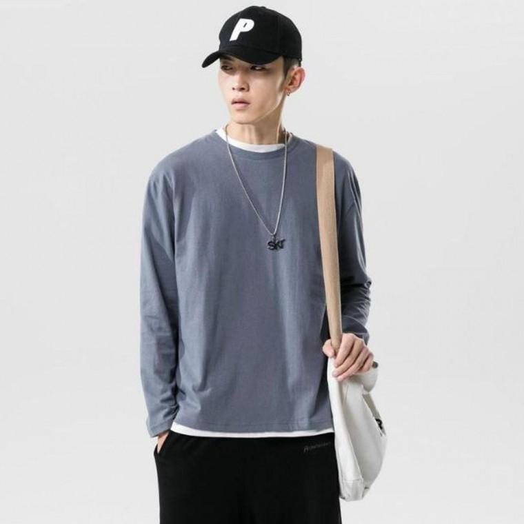 무지 면맨투맨 커플 긴팔 티셔츠 오버핏 남녀 공용 남자 남성 긴팔티 캐주얼 루즈핏 기모