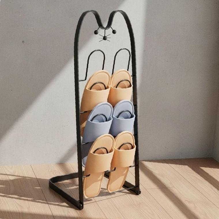 현관 슬리퍼 정리대 벽걸이형 4단 접이식 신발 거치대 선반