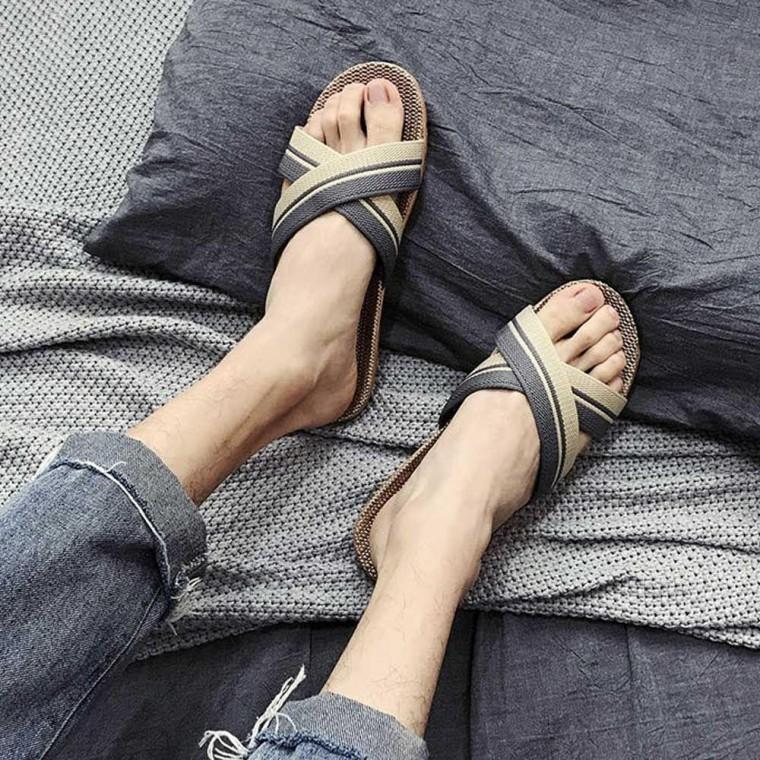 휴양지 바캉스룩 밀짚 패션 커플 샌들 여름 슬리퍼