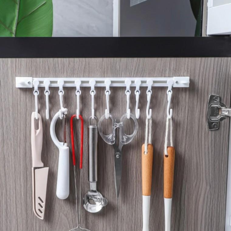 캐비닛 정리용 부착식 슬라이딩 걸이 레일형 수납후크
