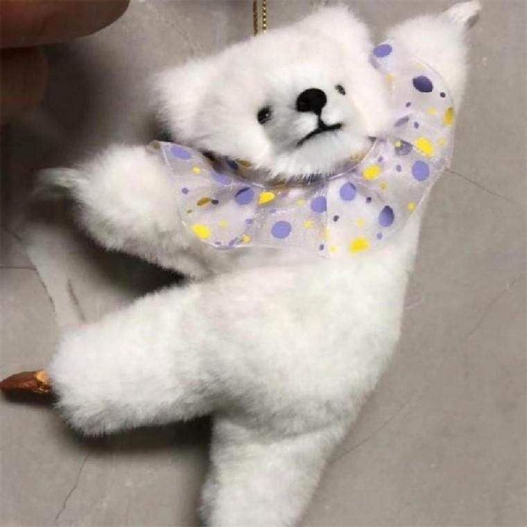 차꾸템 자동차 곰인형 화이트 룸미러걸이 차꾸미기