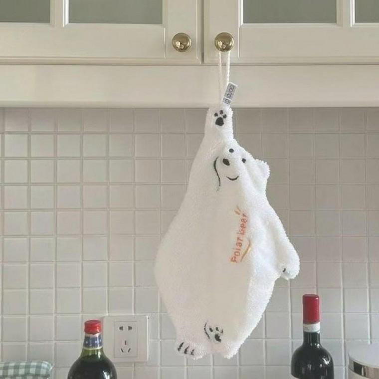 귀여운 북극곰 고리형 핸드타올 타올 키친행주