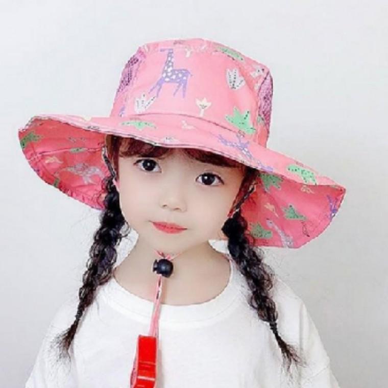 유아 아동 어린이 기린 호루라기 메쉬챙 자외선차단 모자
