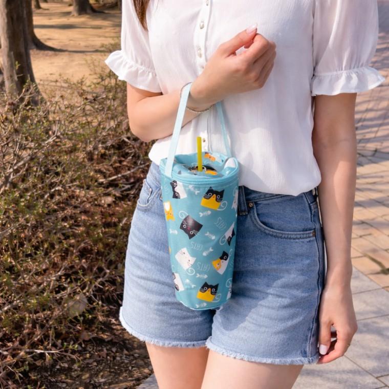 테이크아웃 커피 텀블러 보냉백 고양이