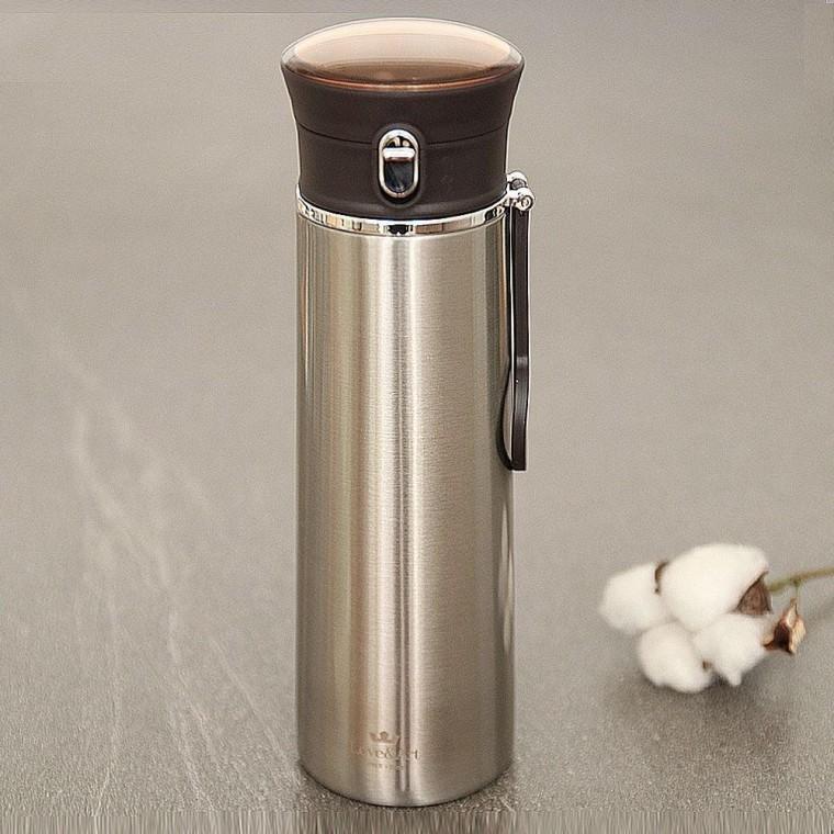 원터치 텀블러 물통 물병 보냉 보온병 420ml 실버