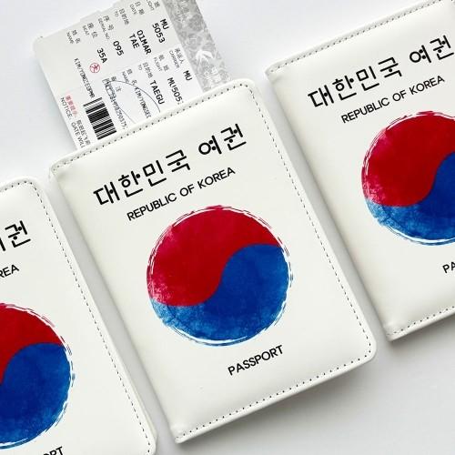 태극기 심플 가죽 트렌디 여권 케이스 FD-0678