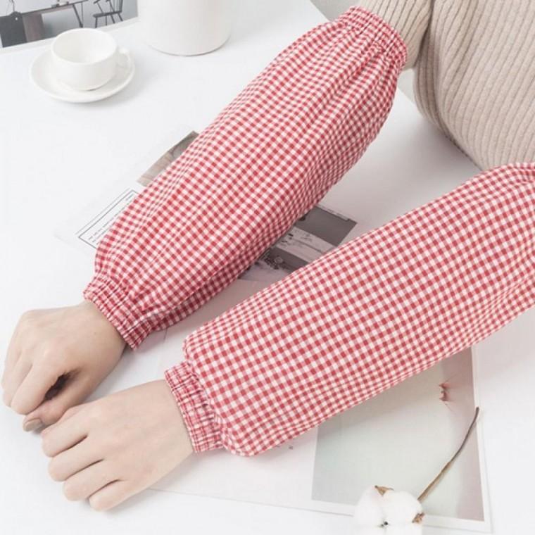 체크무늬 패브릭 미술 작업 원예 면 팔토시