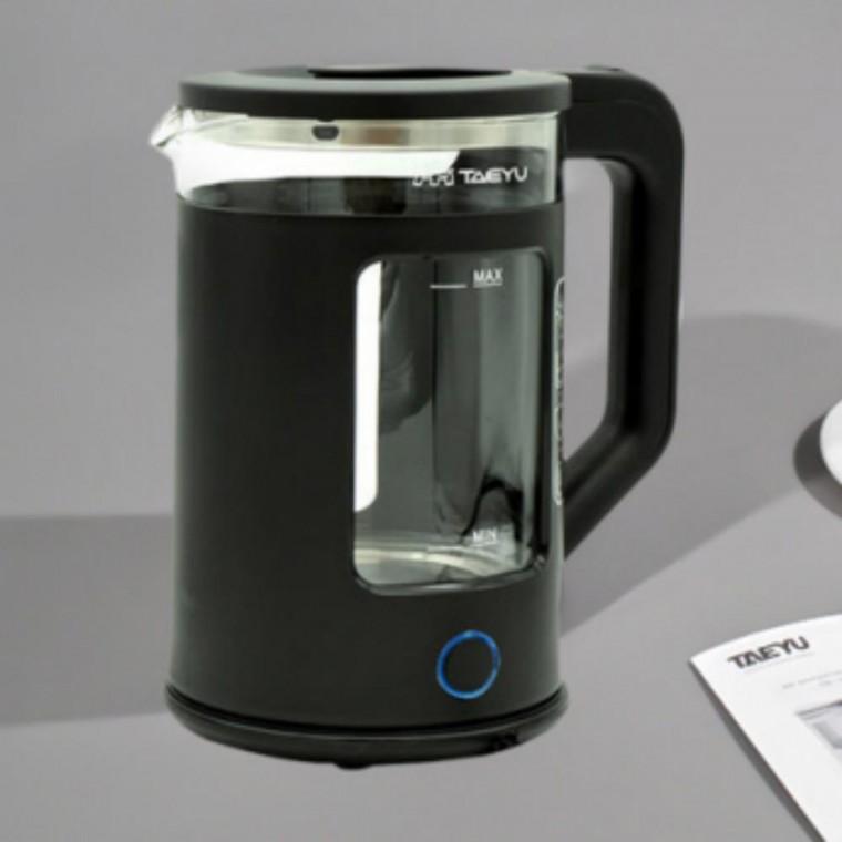 블랙 스텐 뚜껑 대용량 유리 전기 주전자 포트 1.8L