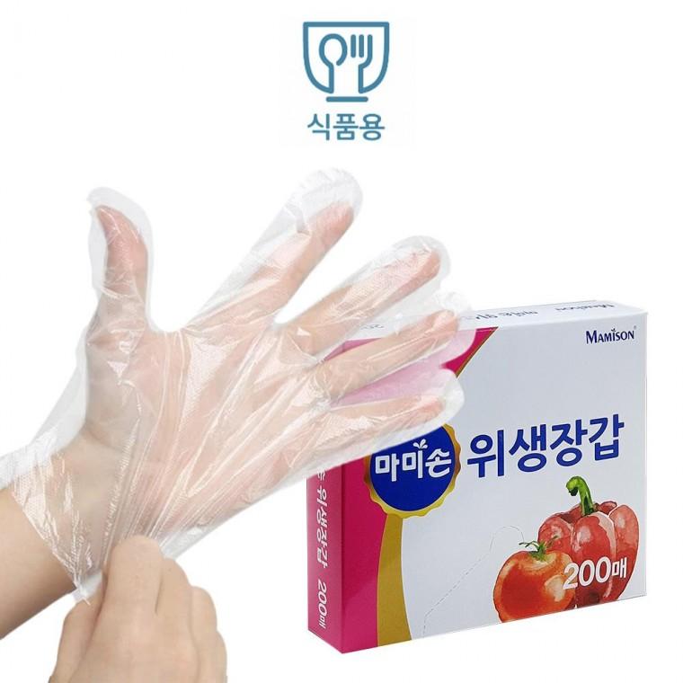 마미손 일회용 비닐 요리 식품용 위생 장갑 200매