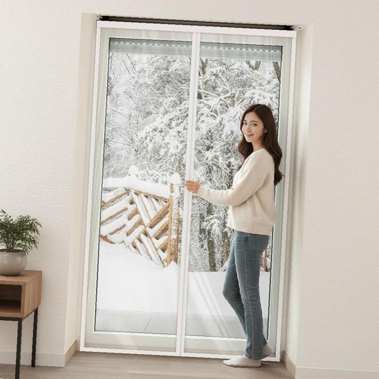 현관문 외풍차단 자석 방풍커튼 투명 비닐 바람막이 방한 겨울막이