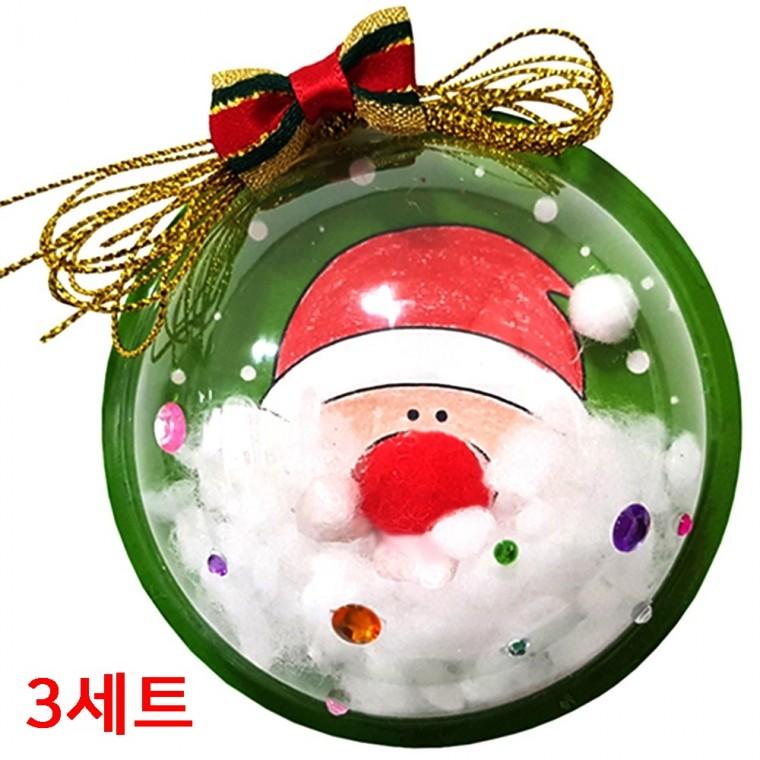 크리스마스장식 자석 산타 얼굴 입체 투명볼 3set